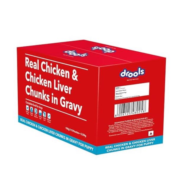 Drools Puppy Wet Dog Food Real Chicken  & Chicken Liver Chunks in Gravy 150g (30 Pieces) - Image 3