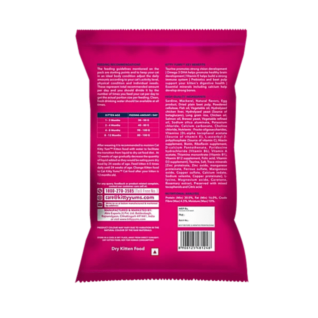 Kitty Yums Kitten Ocean Fish Dry Cat Food - 50g (Pack of 24) - Image 2