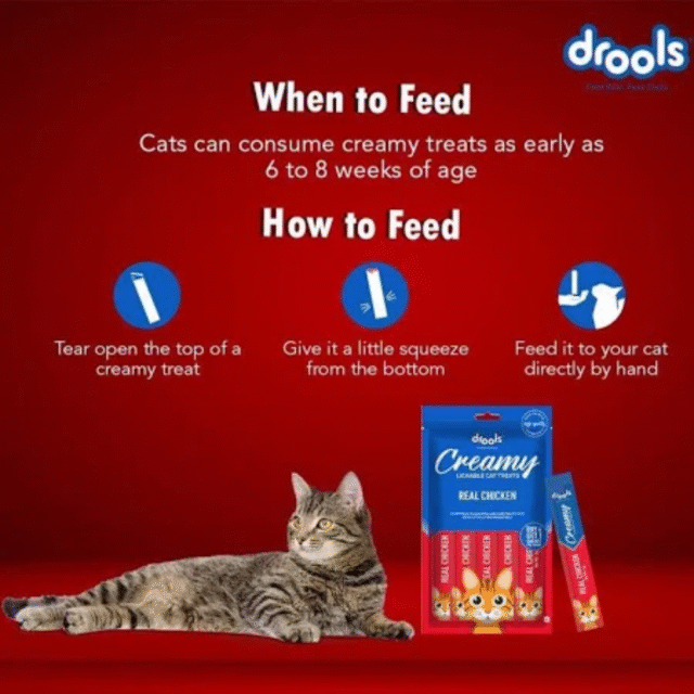 Drools Creamy Lickable Cat Treat Real Chicken (Pack of 5 Pouches, 375g), All Life Stages - Image 5