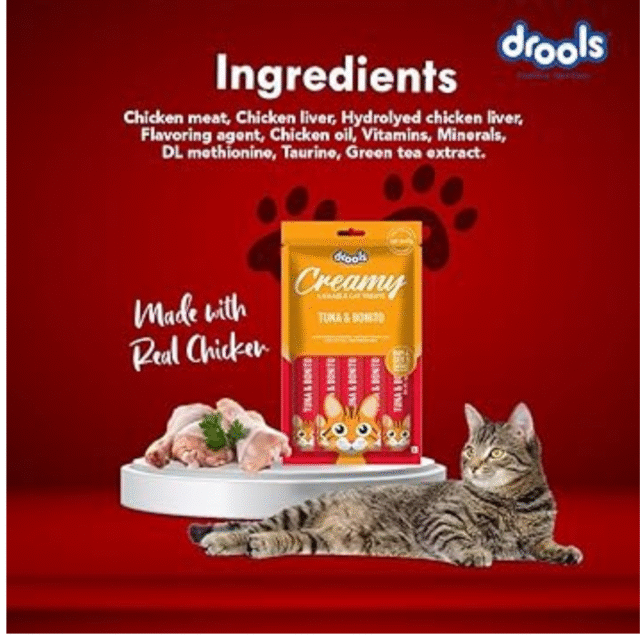 Drools Creamy Lickable Cat Treat Tuna & Bonito (Pack of 5 Pouches, 375g), All Life Stages - Image 3