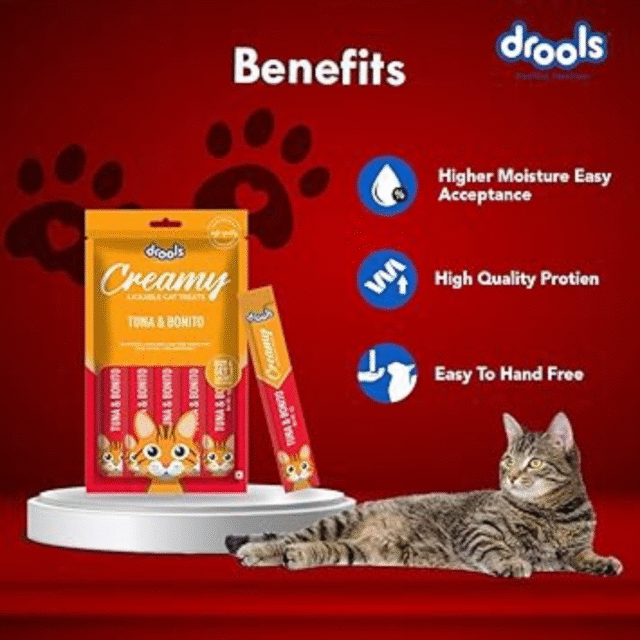 Drools Creamy Lickable Cat Treat Tuna & Bonito (Pack of 5 Pouches, 375g), All Life Stages - Image 4