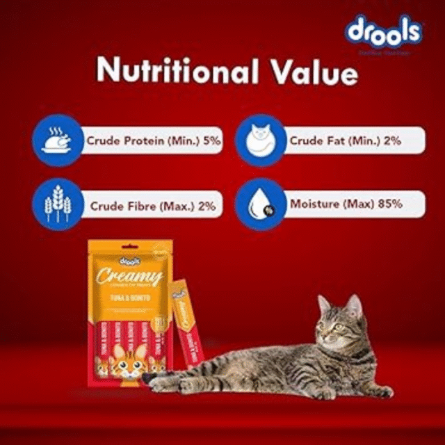Drools Creamy Lickable Cat Treat Tuna & Bonito (Pack of 5 Pouches, 375g), All Life Stages - Image 6